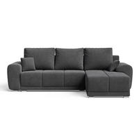 ECKSOFA Monti Anthrazit Rechts - Dunkelgrau/Silberfarben, Holz/Textil (290/188cm) - Graingold