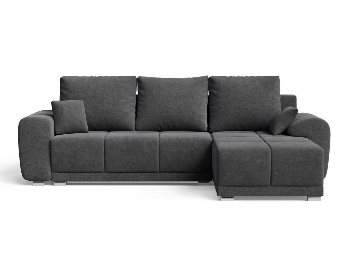 ECKSOFA Monti Anthrazit Rechts - Dunkelgrau/Silberfarben, Holz/Textil (290/188cm) - Graingold