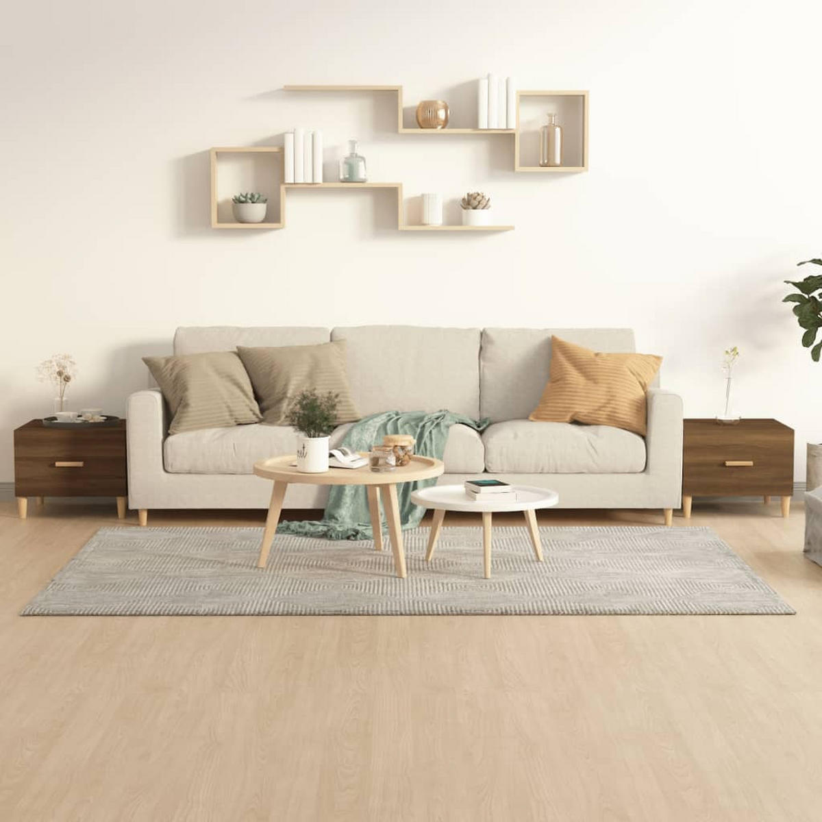 COUCHTISCHE 2 Stk. Braun Eichen-Optik 50x50x40 cm Holzwerkstoff - Braun, Holzwerkstoff (50/50/40cm) - furnicato
