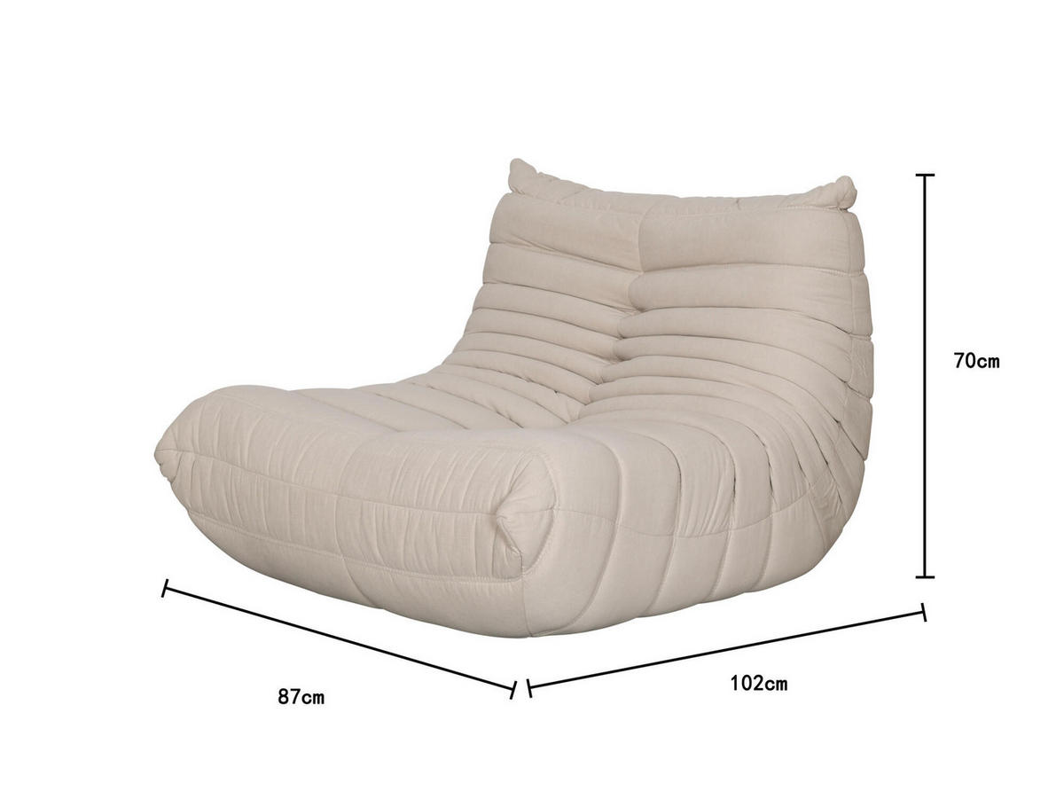 SESSEL NUA Beige 87x102x70 cm - Beige, Textil (87/70/102cm) - FURNLUX