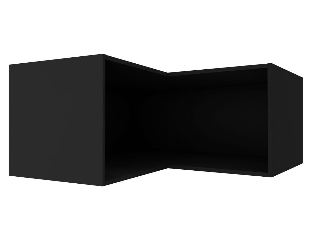 ECK-AUFSATZSCHRANK Essen W14/90/36 Graphit Hochglanz / Schwarz Matt 90 / 90 / 36cm - Schwarz/Graphitfarben, Holz/Holzwerkstoff (90/36/90cm) - Feldmann-Wohnen