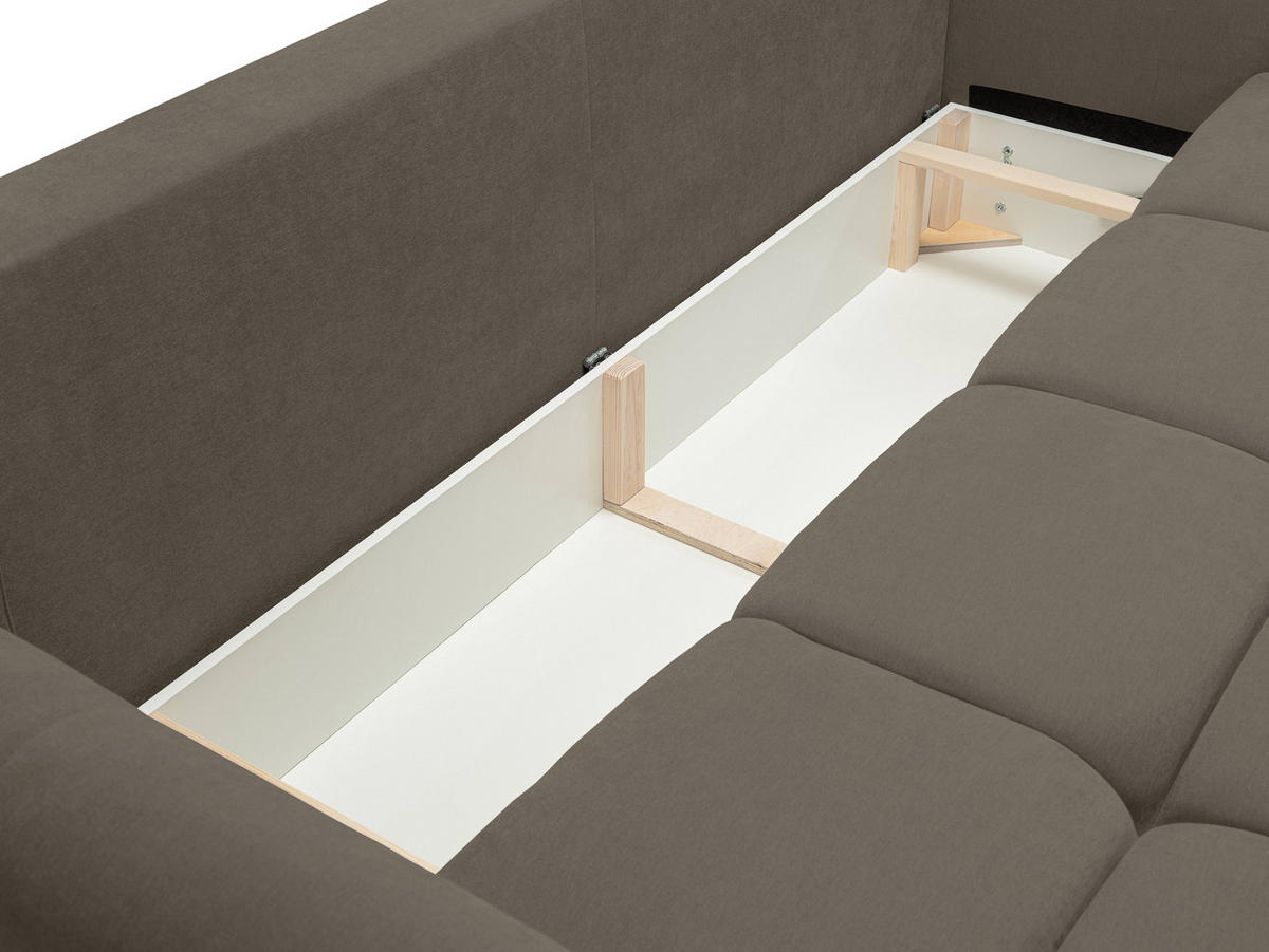 BETTSOFA MODA Braun Chenille-Stoff mit Schlaffunktion - Braun, Holz (245/86/110cm) - MASSENO