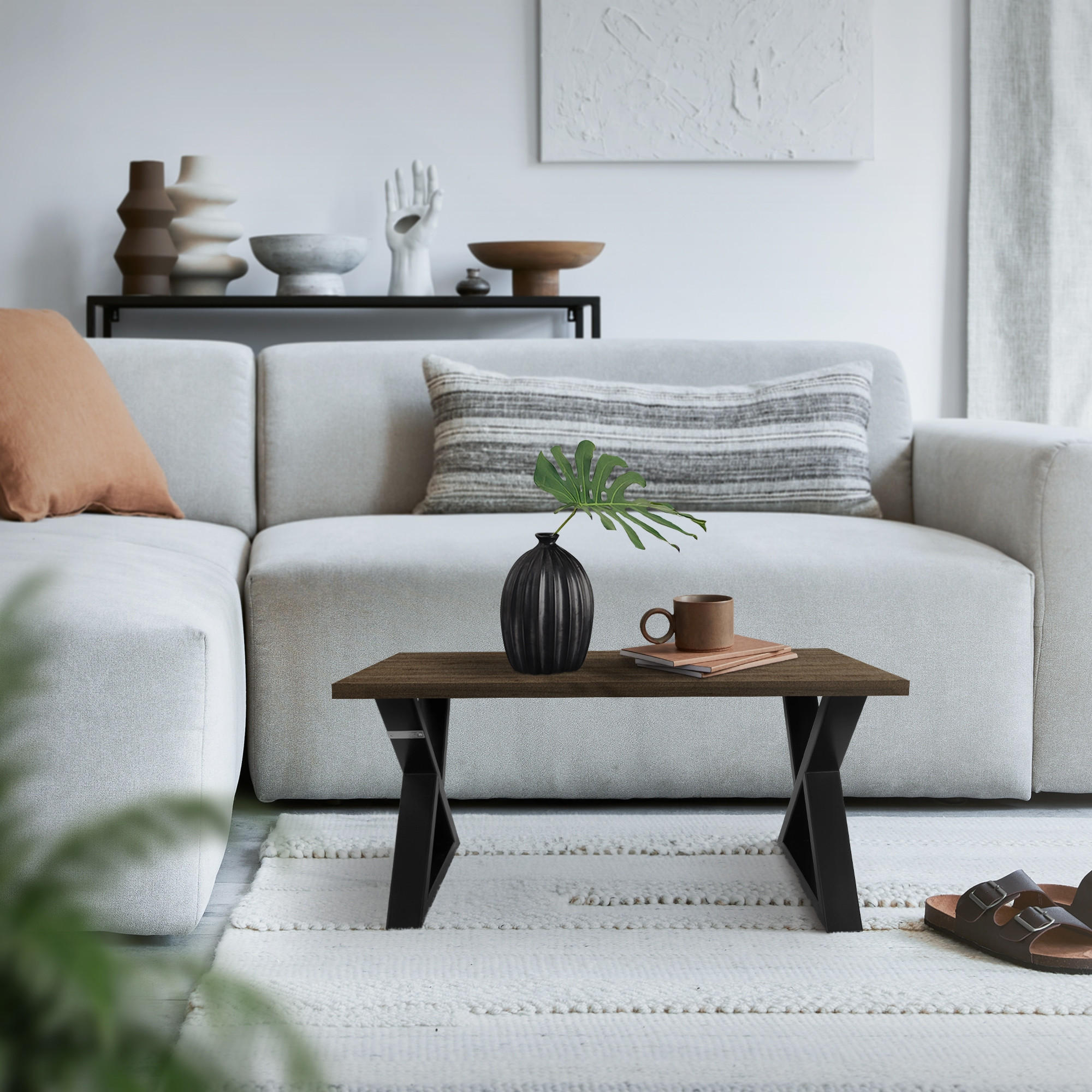 TISCHBEINE 2er Set 43xH40 cm X-Form, Schwarz - Schwarz, Metall (43/6/40cm) - ML-DESIGN