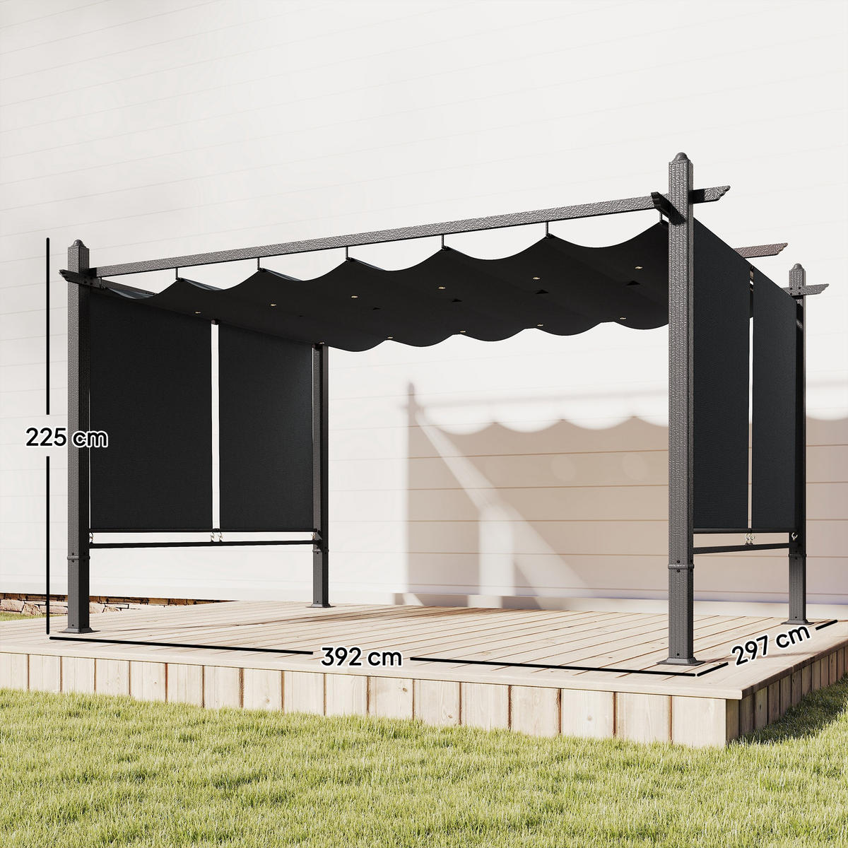 PERGOLA Aluminium Polyester Dunkelgrau - Dunkelgrau, Textil/Metall (297/225/392cm) - Outsunny