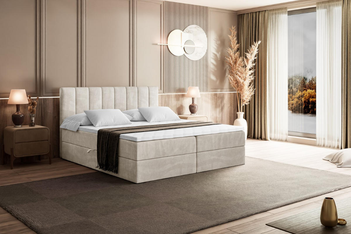 BOXBETT mit Matratze H3 und Lattenrost - OTTA - 200x200 cm Ecru - Ecru, Holzwerkstoff (200/200cm) - ALTDECOR