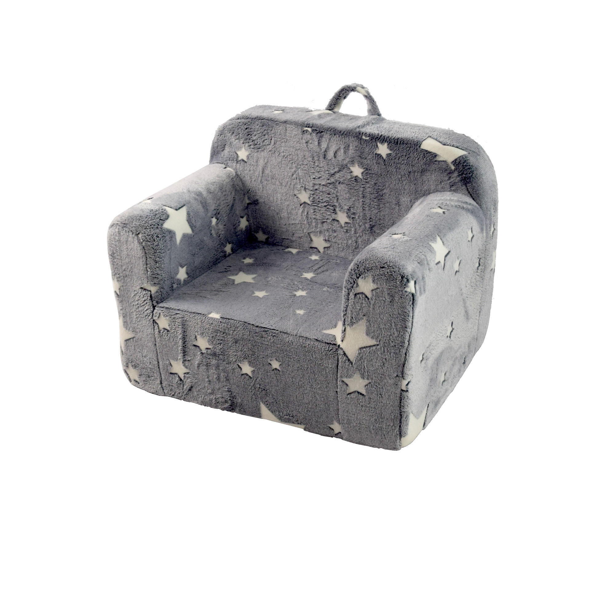 KINDERSOFA Stoff mit Armlehnen, leuchtendem Sternmuster abnehmbarer Bezug 49/64/49 cm Grau - Grau, Textil (64/49/49cm) - Redom