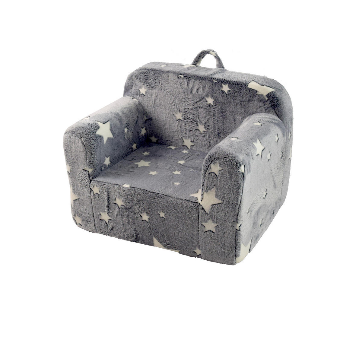 KINDERSOFA Stoff mit Armlehnen, leuchtendem Sternmuster abnehmbarer Bezug 49/64/49 cm Grau - Grau, Textil (64/49/49cm) - Redom