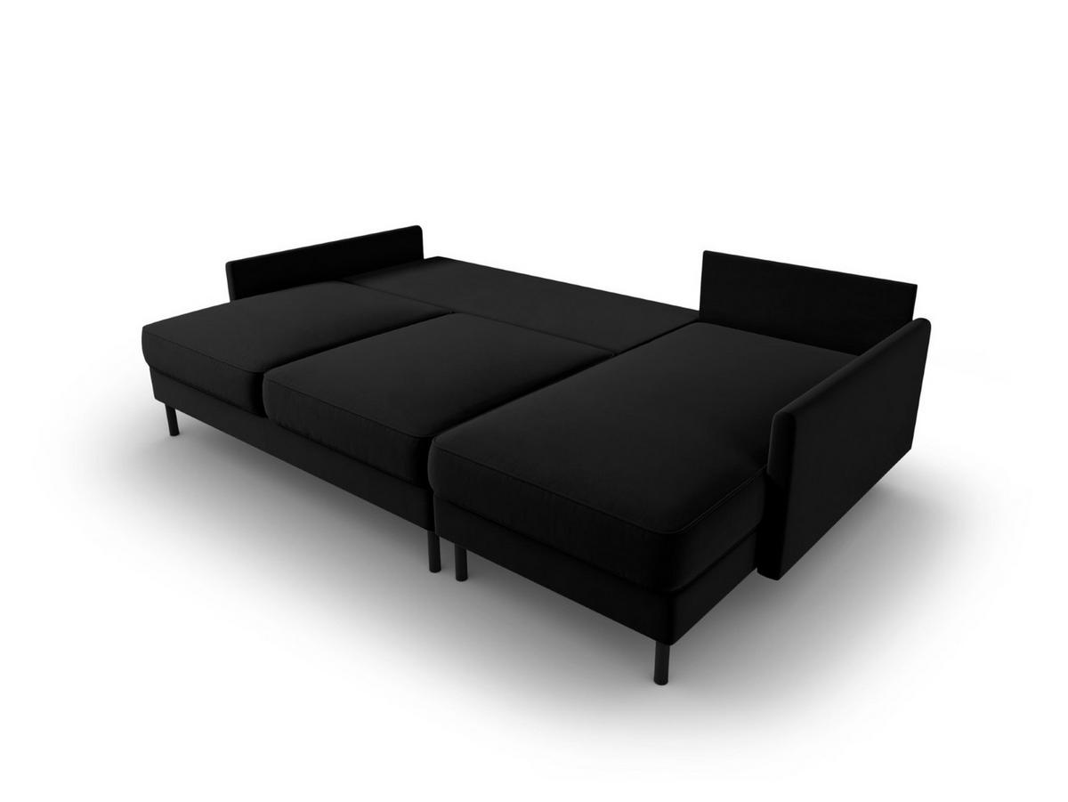 AUSKLAPPBARES-ECKSOFA rechts mit Container Scott aus Samt schwarz 5 Sitzplätze - Schwarz, Textil (142/212cm) - Micadoni