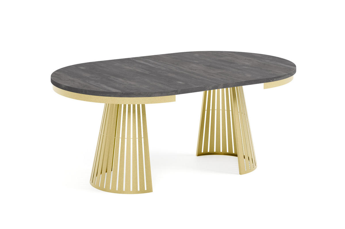 ESSTISCH Cone Bis - Anthrazit/Goldfarben, Holzwerkstoff/Metall (120/120/76cm) - Meblini