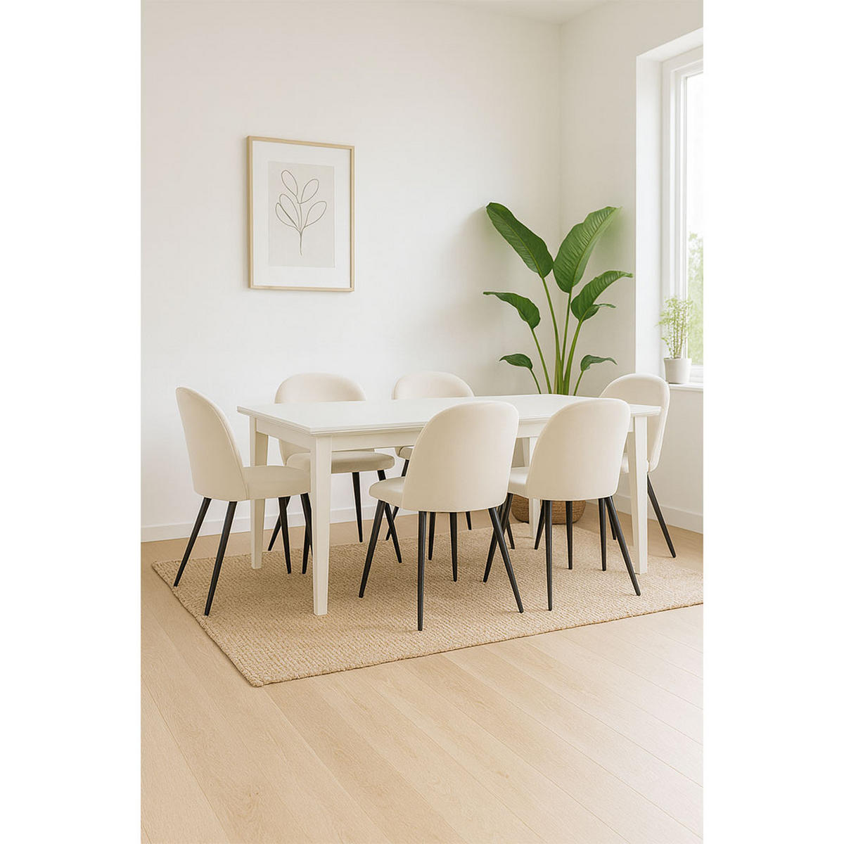 ESSGRUPPE 7-TLG. Venedig Weiß - Weiß, Holzwerkstoff/Textil (95/76/276cm) - ebuy24