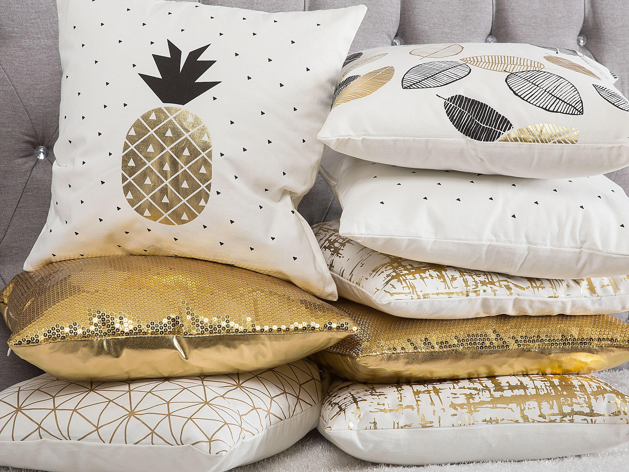 DEKOKISSEN 2er-Set Weiß 45/45 cm Yasmin - Weiß, Naturmaterialen/Textil (45/45cm) - Beliani