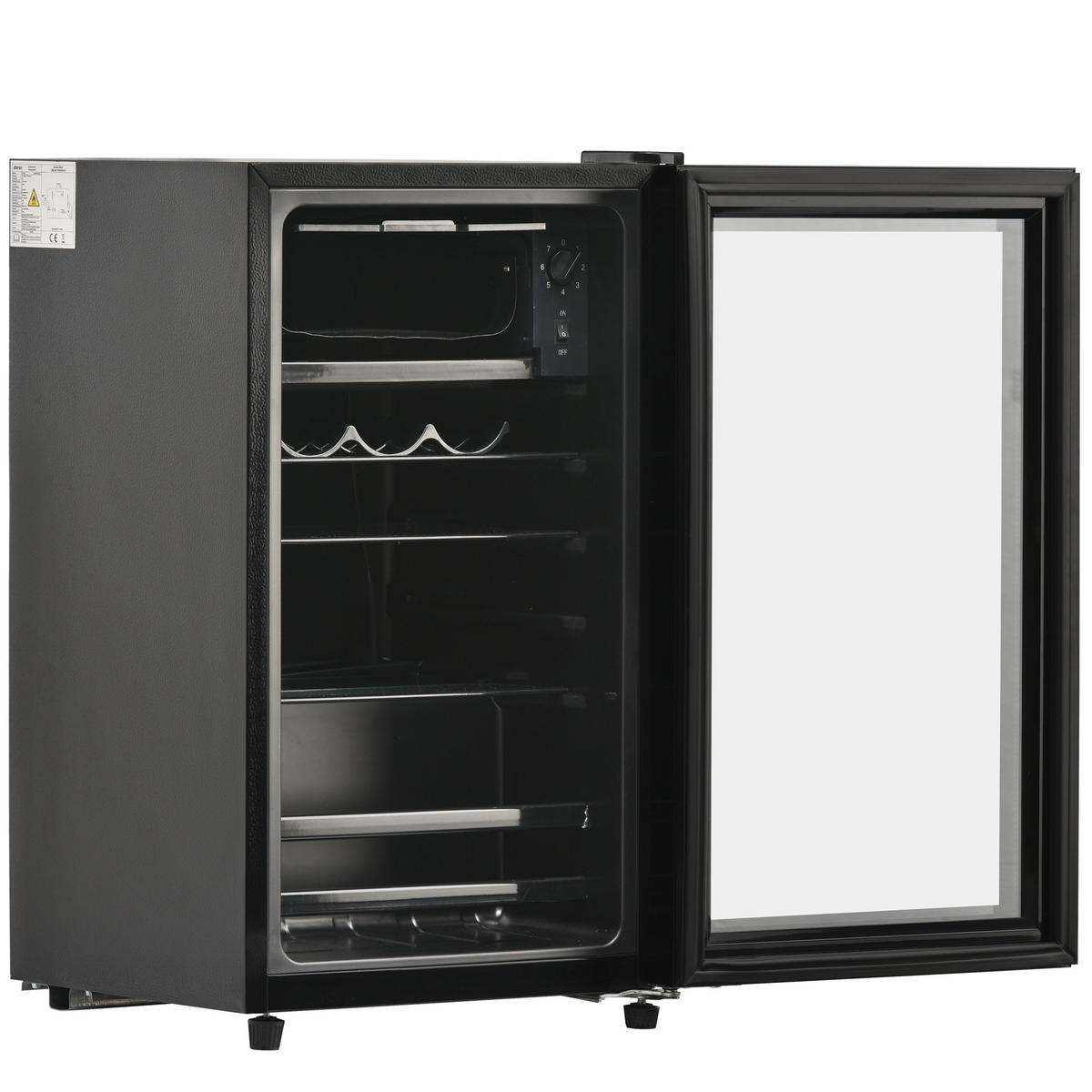 MINIKUHLSCHRANK 43.5/40/71.6 cm Schwarz 76L mit LED-Licht - Schwarz, Metall (40/71.6/43.5cm) - Oxeza