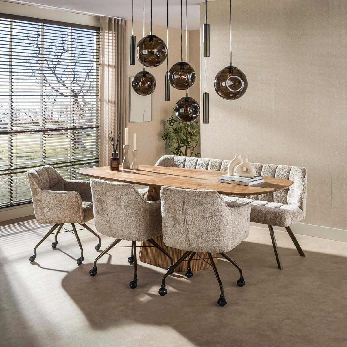 ESSZIMMERSTÜHLE Raster Beige 67/62/82 cm - 2er-Set - Beige, Textil (62/82/67cm) - Hoyz Collection