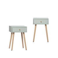 NACHTTISCH MIT 1 SCHUBLADE Tai Grün 40 cm x 61 cm 2er-Set - Grün, Holzwerkstoff (40/61/36cm) - Klast Home