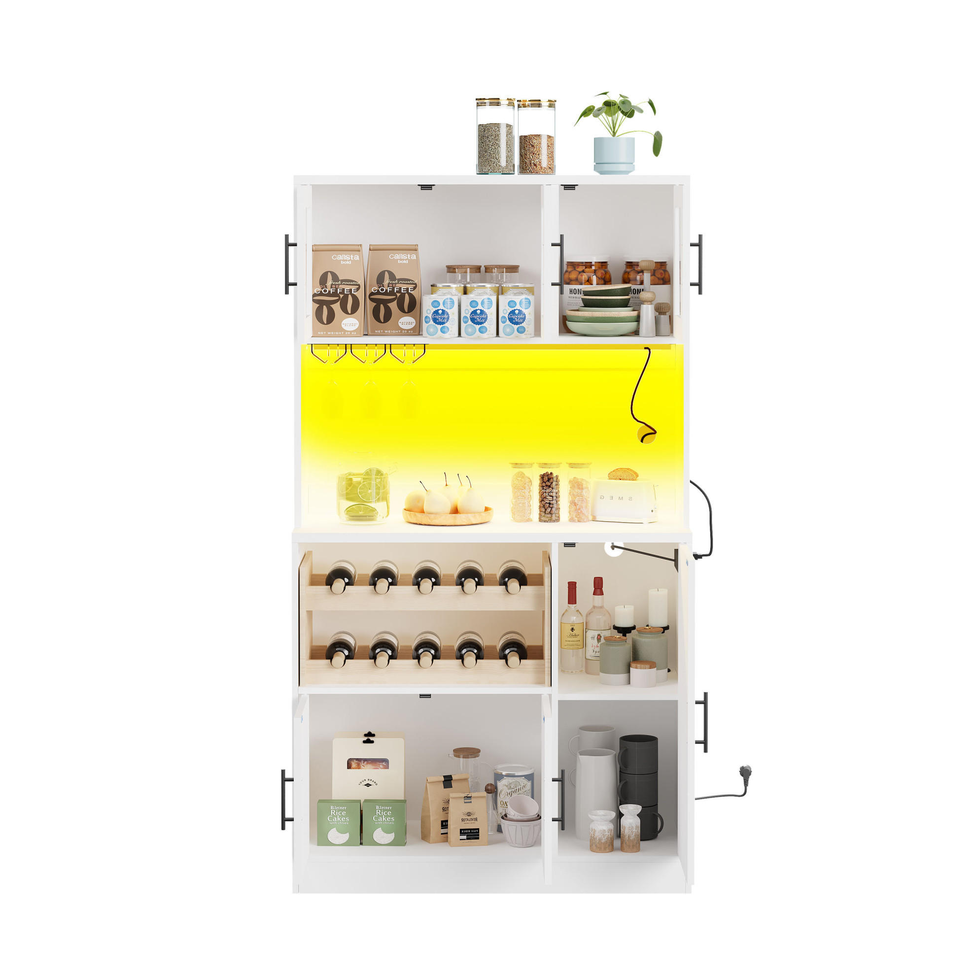 BUFFET 100/40/180 cm aus MDF mit RGB-LED und Steckdosenleiste Weiß - Weiß, Holzwerkstoff (100/180/40cm) - Modenvie