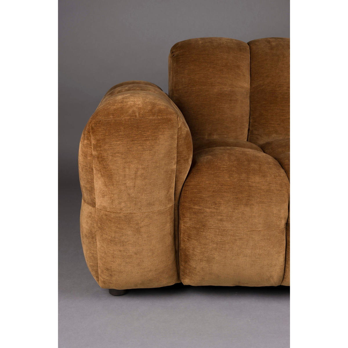 SOFA 3-SITZER Hackman Samt Cognac/ Braun - Cognac/Braun, Kunststoff (264/84/102cm) - Dutchbone