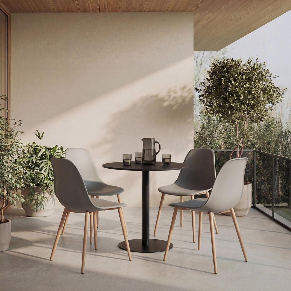 STUHL FÜR DRAUSSEN Nina Grau 45 cm x 80 cm - Grau, Kunststoff (45/80/53cm) - Klast Home