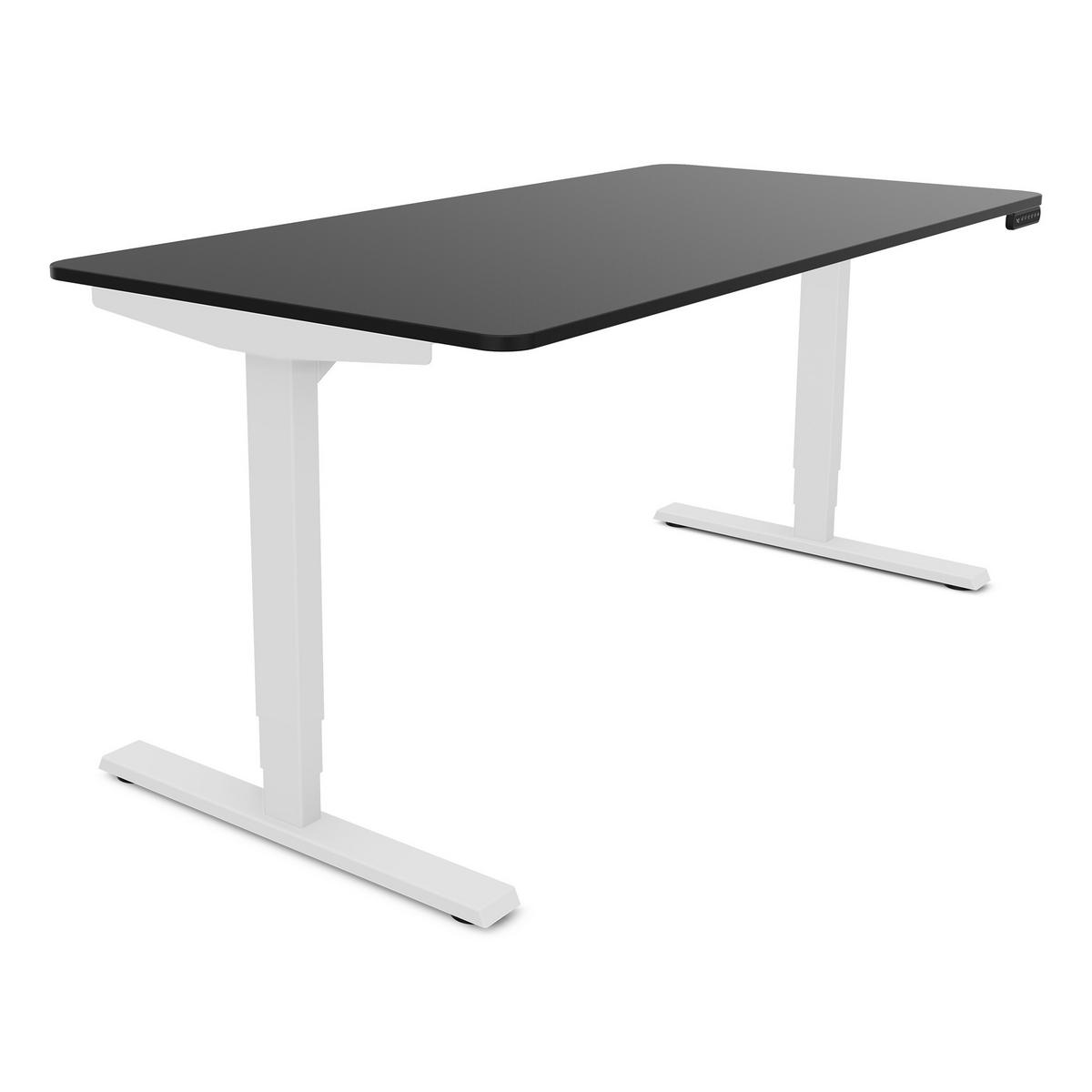 SCHREIBTISCH Elektrisch höhenverstellbarer Schreibtisch Y-Line Curved Schwarz Signalweiß 160/70/62-127cm - Schwarz/Weiß, Holzwerkstoff/Metall (70/160/127cm) - ASSMANN