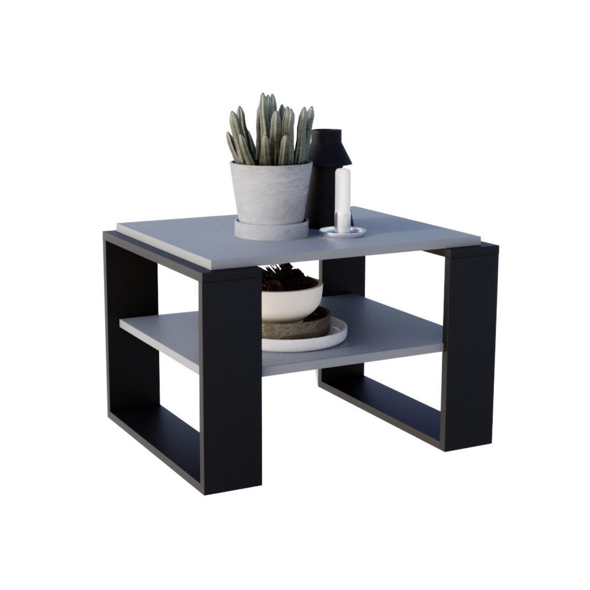 COUCHTISCH Holzwerkstoff rechteckig stabil Dunkelgrau 44/54/63cm - Dunkelgrau/Schwarz, Holzwerkstoff (54/63/44cm) - CraftPAK