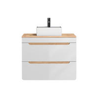EINZELWASCHTISCH - 80 cm x 46 cm - Holz, Platte - Naturfarben Hell, Weiß - ARUBA - Naturfarben/Weiß, Holz (80/59/46cm) - Vente-Unique