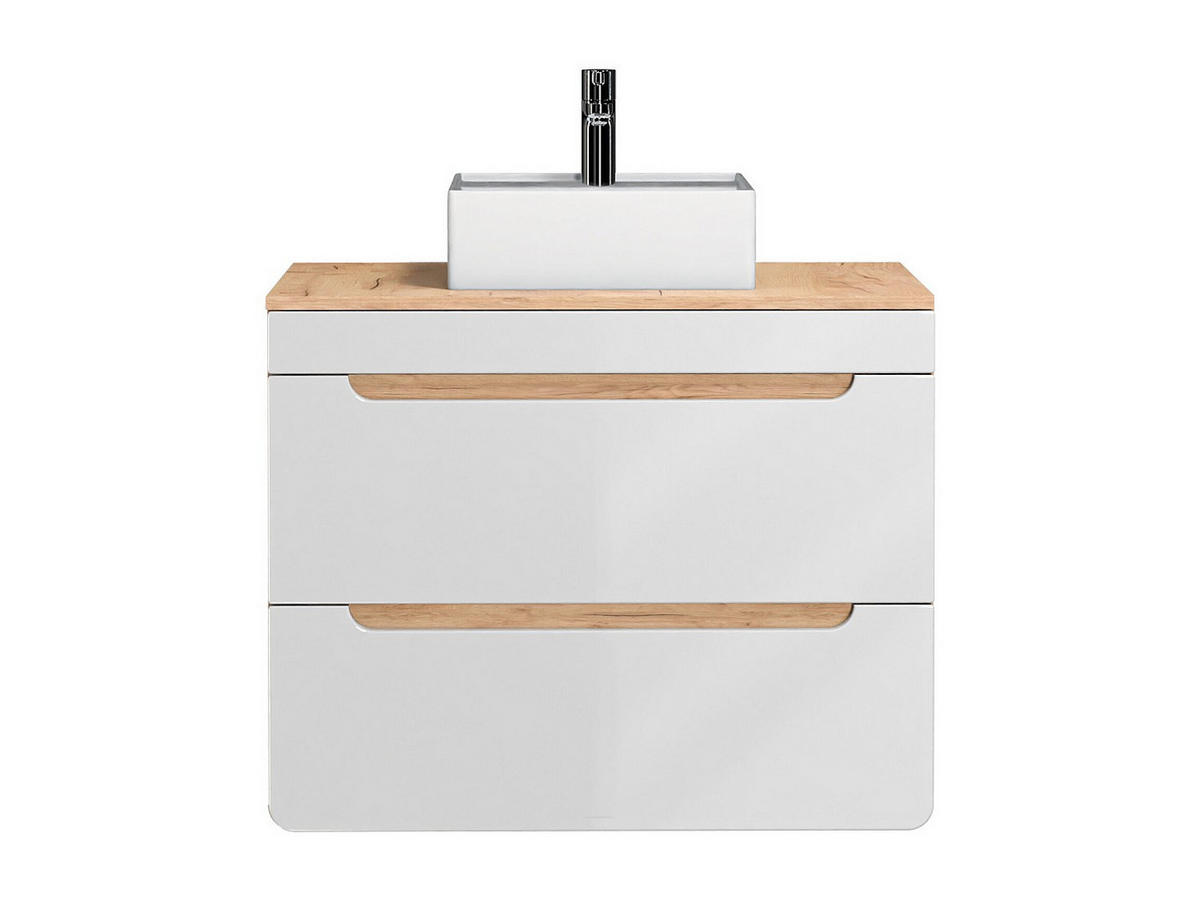 EINZELWASCHTISCH - 80cm x 46cm - MDF - naturfarben hell, weiß - ARUBA - Naturfarben, Holz (80/59/46cm) - Vente-Unique