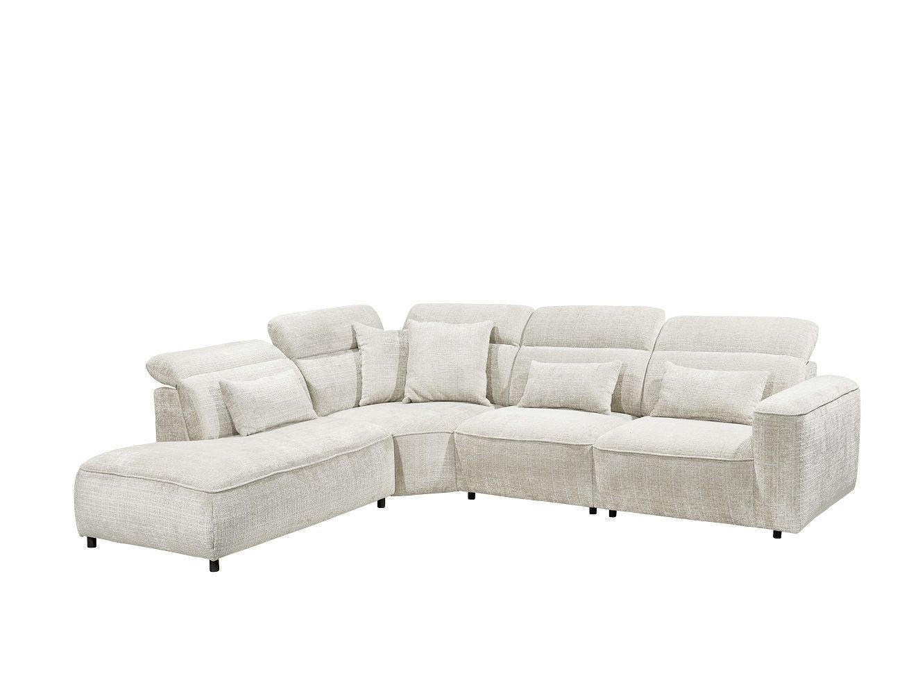 ECKSOFA mit 5-fach verstellbare Kopflehnen und pflegeleichter Mikrofaser-Chenille-Bezug - Schwarz/Weiß, Kunststoff/Textil (339/285cm) - ed exciting design