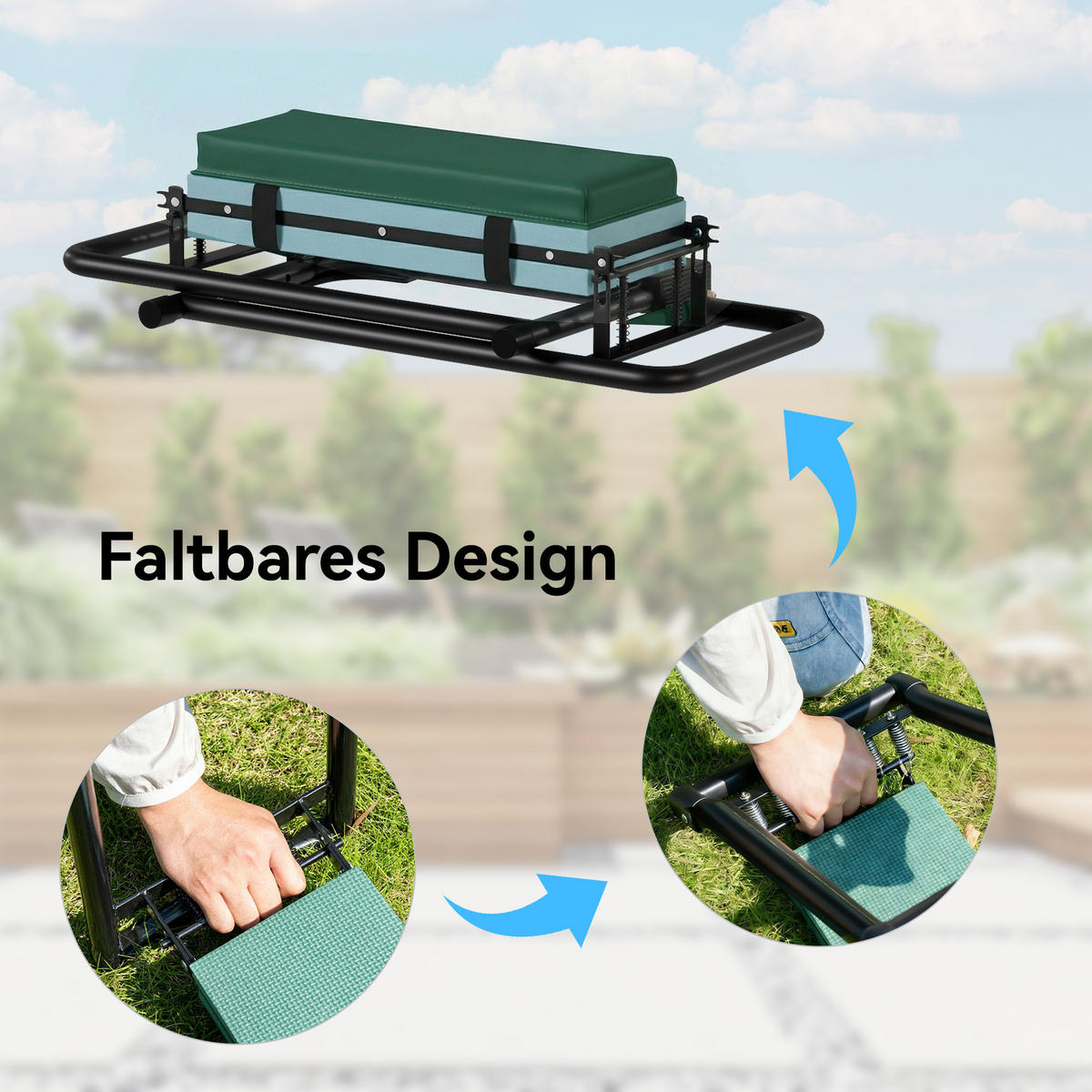 KNIEBANK Stahl EVA Grün - Grün, Metall (29/50/60.5cm) - Outsunny