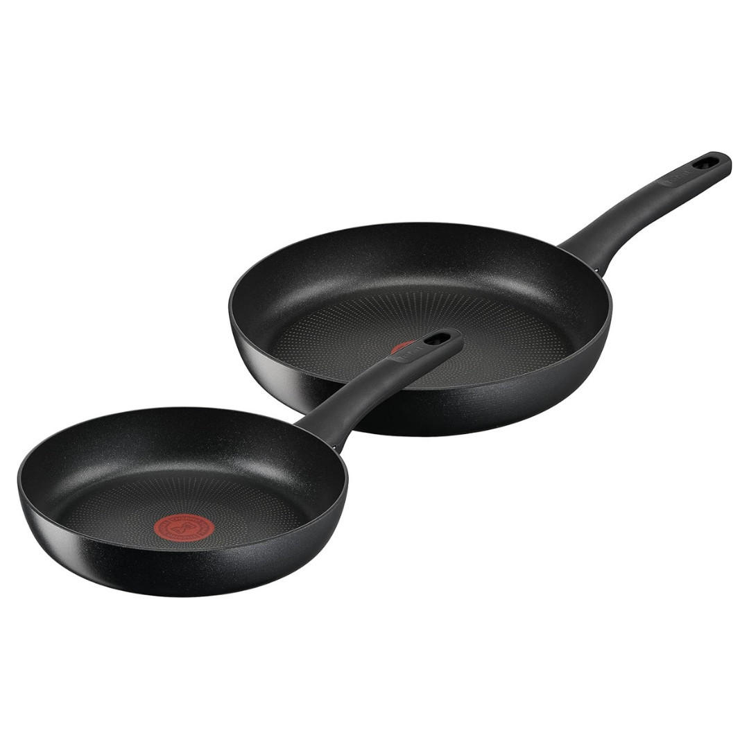 PFANNENSET Hard Titanium 2-tlg 24 cm 28 cm Antihaft induktionsgeeignet Schwarz - Schwarz, Kunststoff/Metall - Tefal