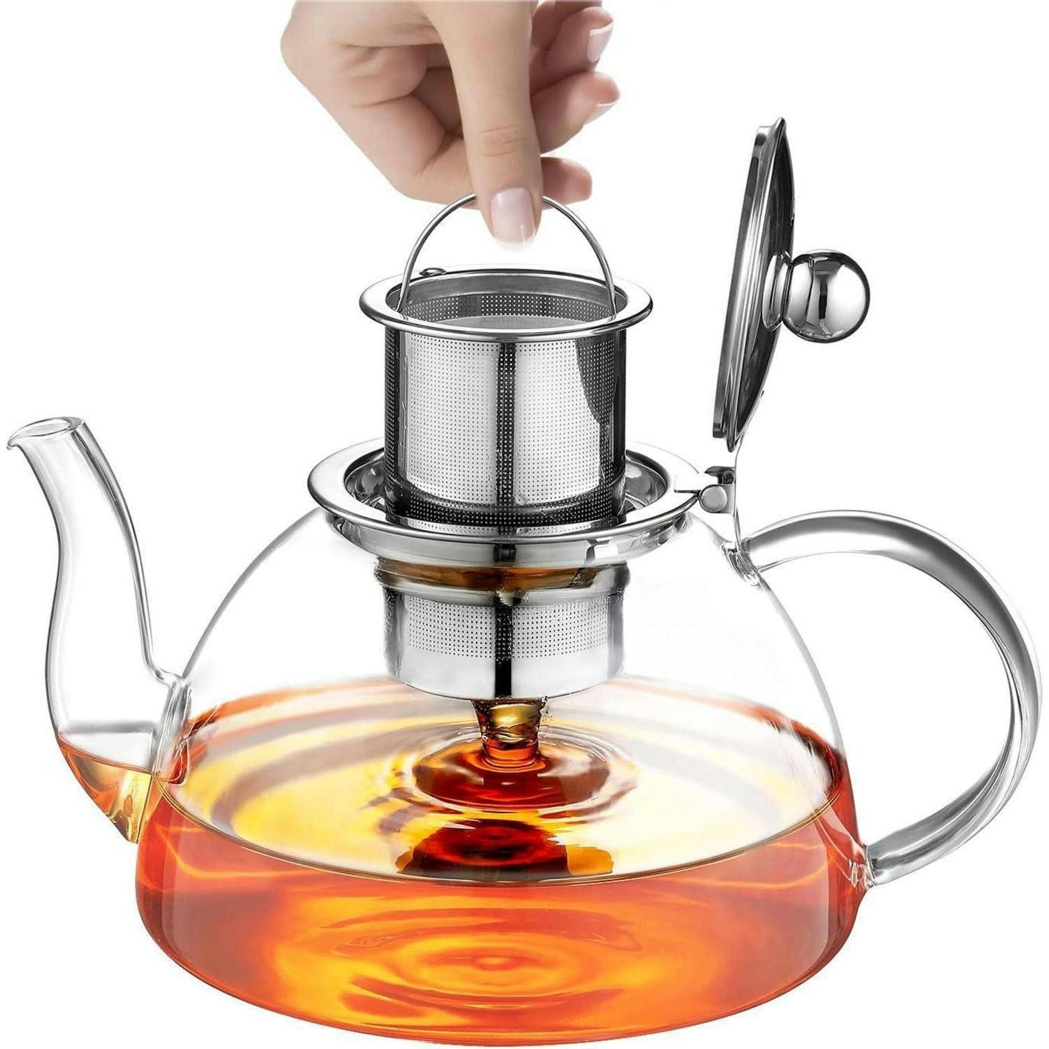 TEEKANNE Glas 1300ML mit Siebeinsatz aus Borosilikatglas - Transparent, Glas (21.8/22.2cm)
