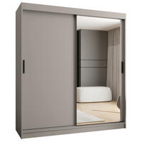 ŠATNÍ skříň s posuvnými dveřmi 200/180/62 2dveřová - černá/kašmírová, dřevo/plast (180/200/62cm)