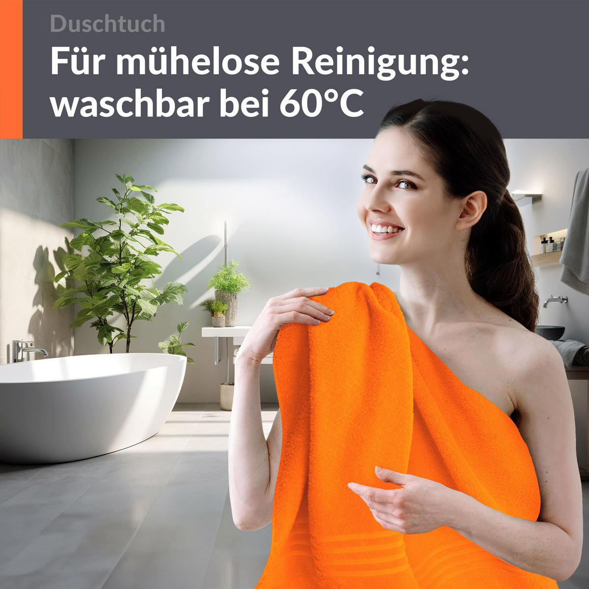 DUSCHTUCH London Clementinen Orange 2er Set 70x140 - Orange, Textil (70/140cm) - Lashuma
