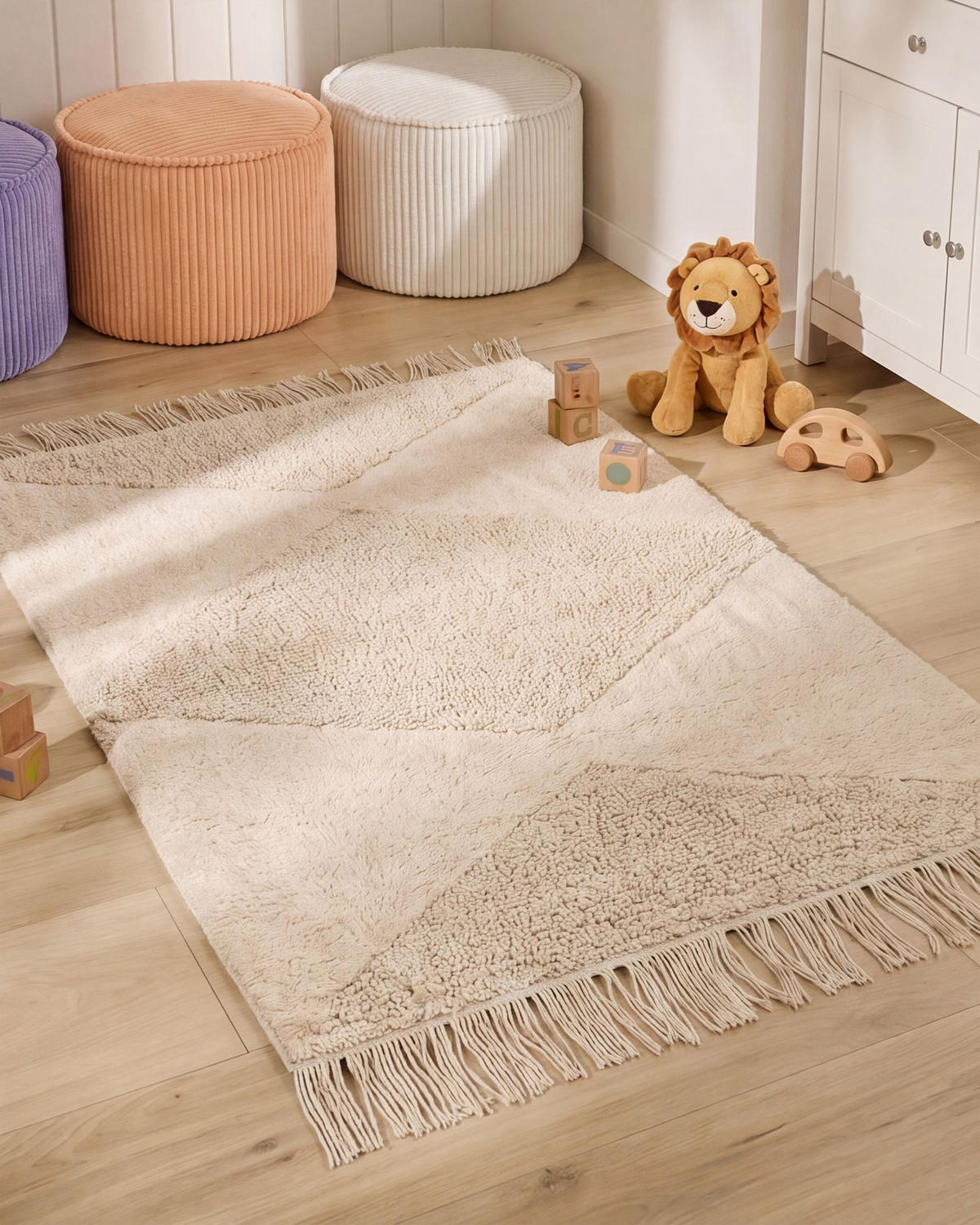 DĚTSKÝ KOBEREC Světle béžový 60/90 cm Bavlna Khonoma - béžová, textil (60/90cm) - Beliani