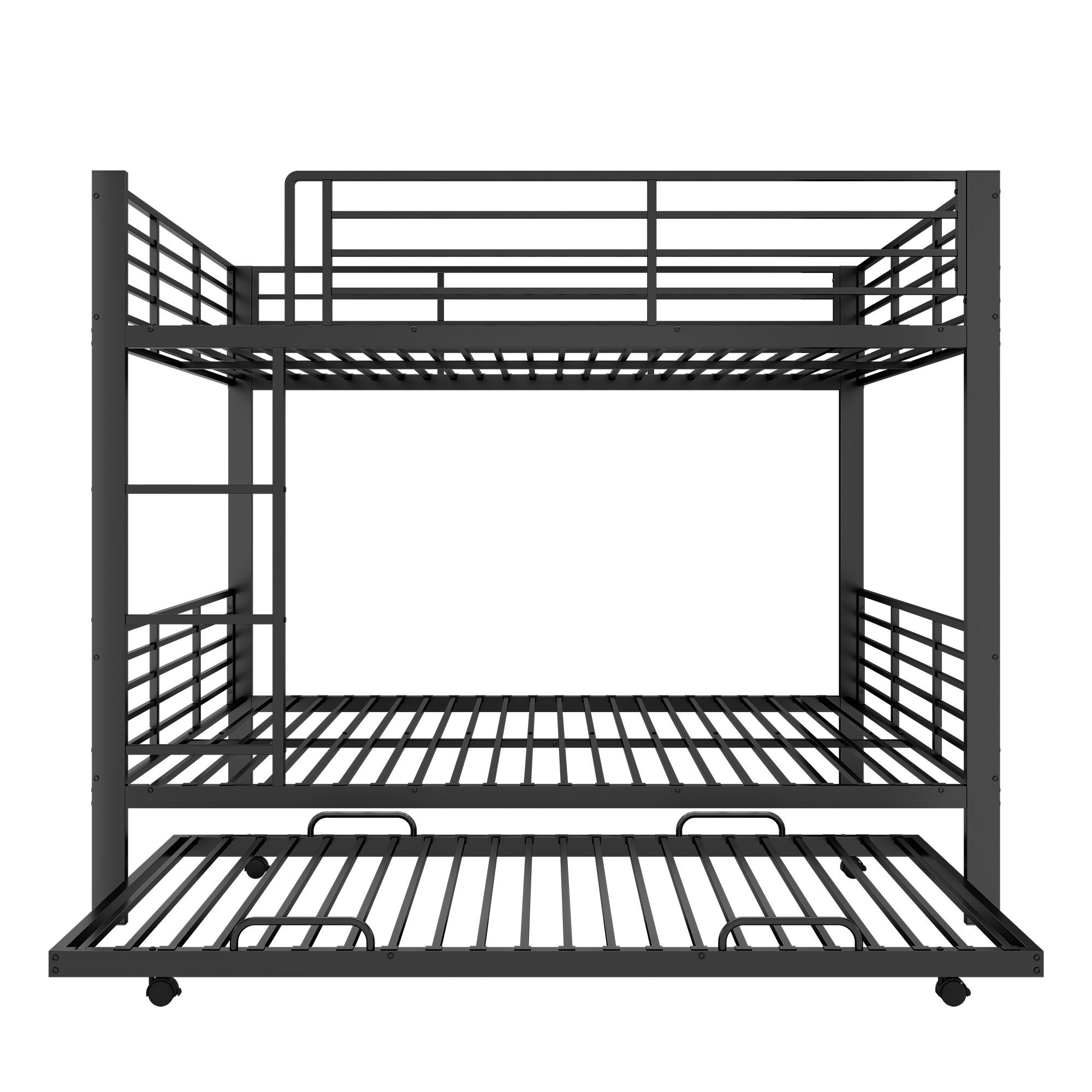 ETAGENBETT 140/200 cm DE-33080 mit Ausziehbett und Rausfallschutz Schwarz - Schwarz, Metall (140/200cm) - ComfortXL