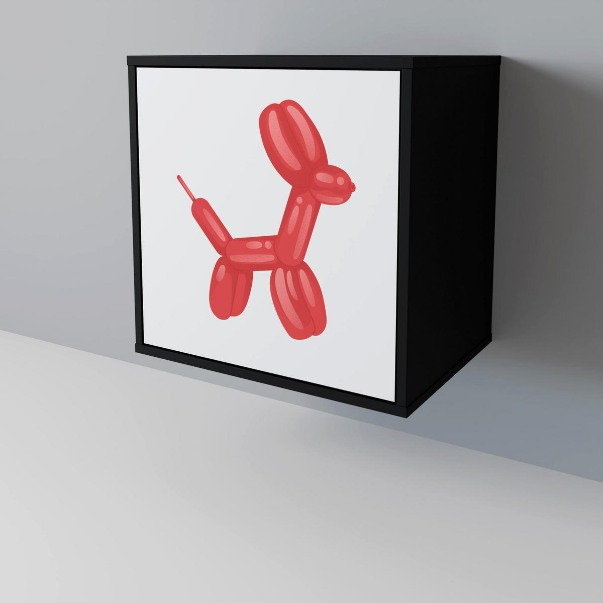 SIDEBOARD CHILDHOOD MEMORY, Schwarz, 57,5x42x75,5 cm, Goldfarbene Metallfüße - Goldfarben/Multicolor, Holzwerkstoff/Metall (57.5/75.5/42cm) - SpaceRebels