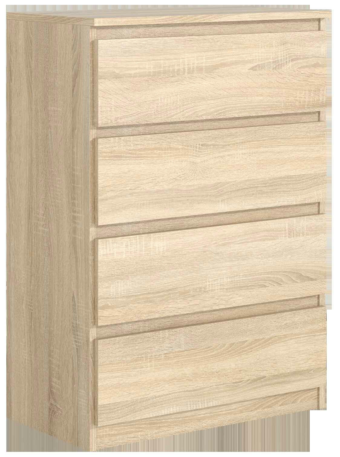 KOMMODE NUDO 70/102/39cm mit 4 Schubladen Türen Sonoma Eiche - Sonoma Eiche, Holzwerkstoff (70/102/39cm) - MASSENO