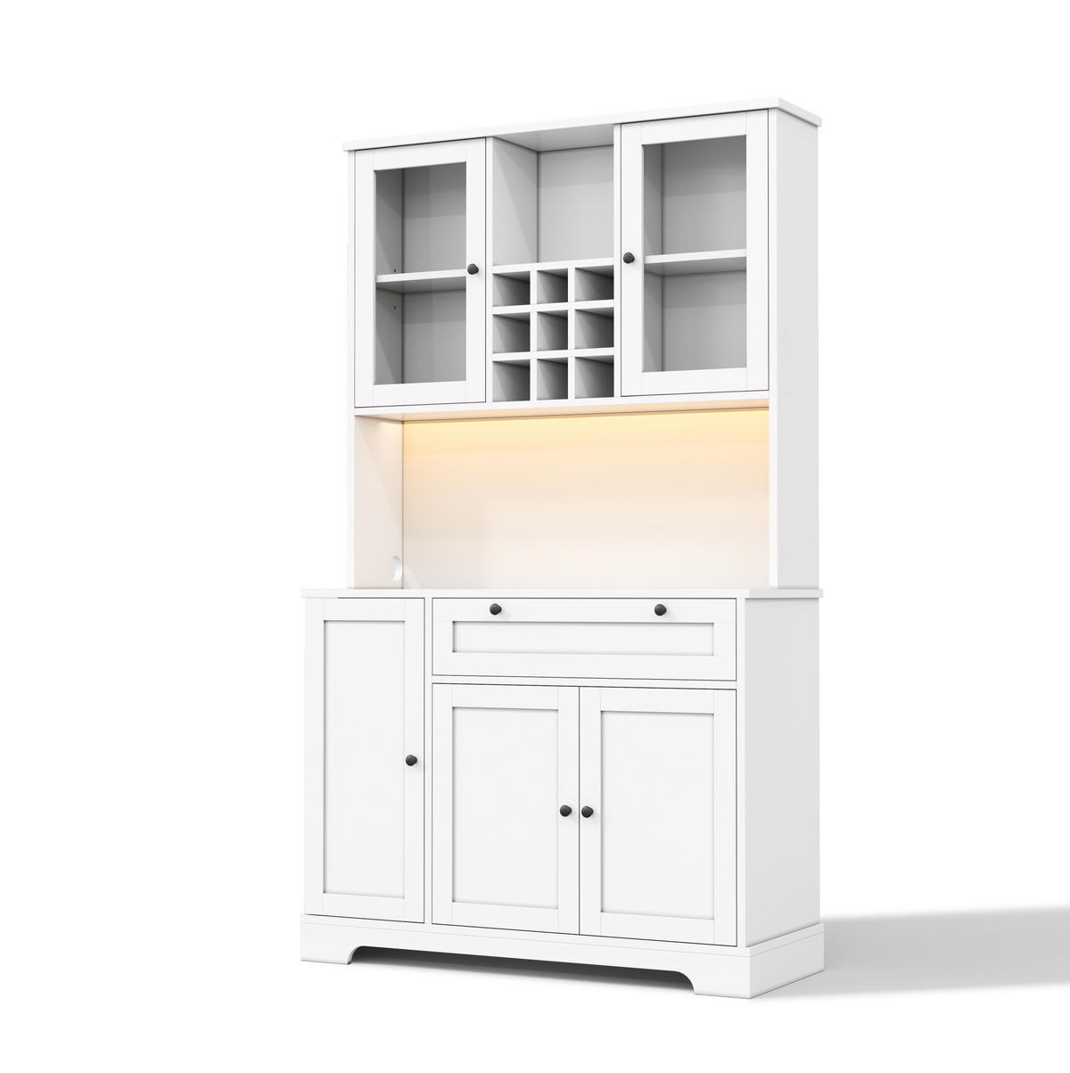 BUFFET 105/40/180 cm aus MDF mit LED-Beleuchtung und Steckdosenleiste Weiß - Weiß, Holzwerkstoff (105/180/40cm) - Modenvie