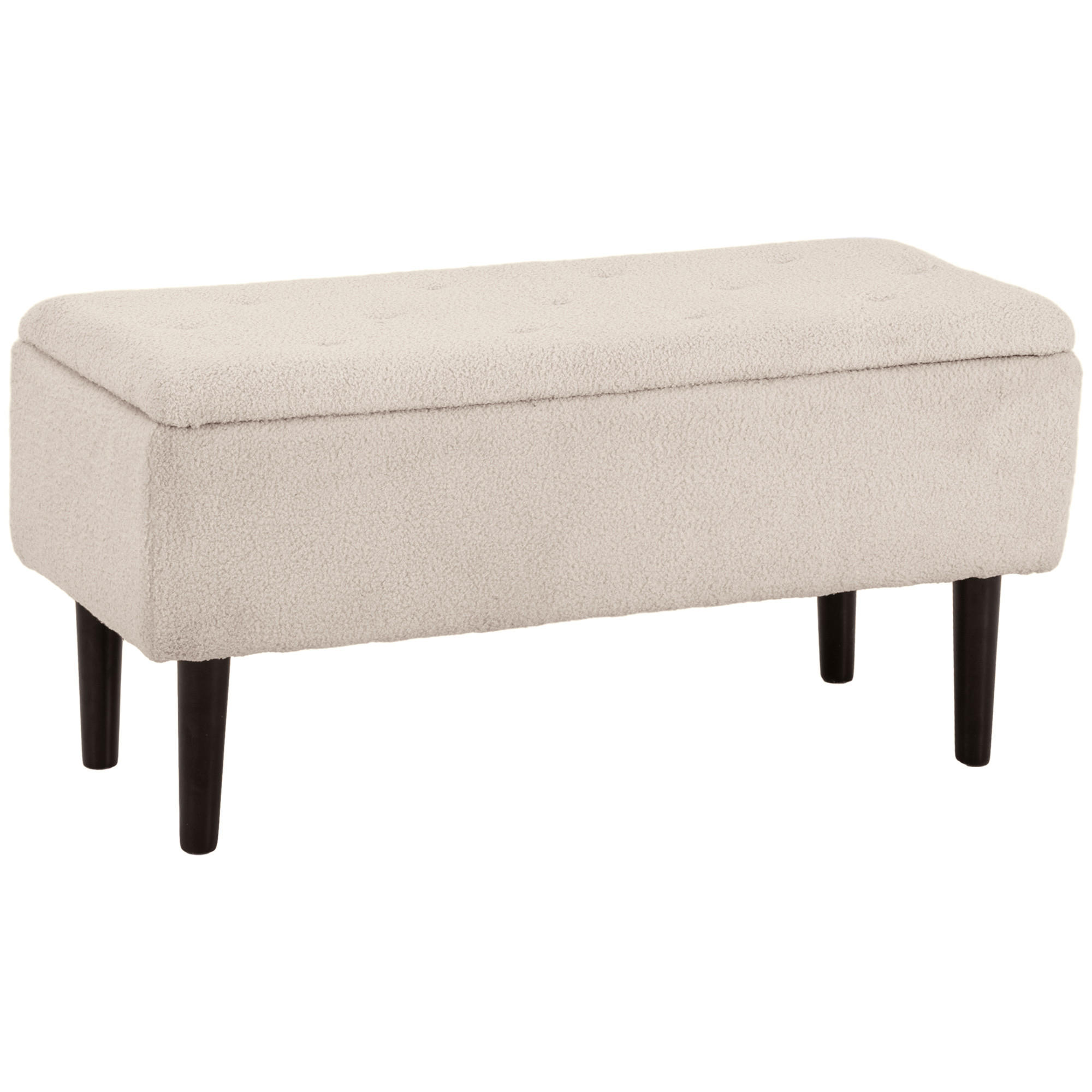 TRUHENBANK DE-16374 mit Gasdruckfedern und Knopfheftung Beige - Beige, Textil (95/45/38cm) - ComfortXL