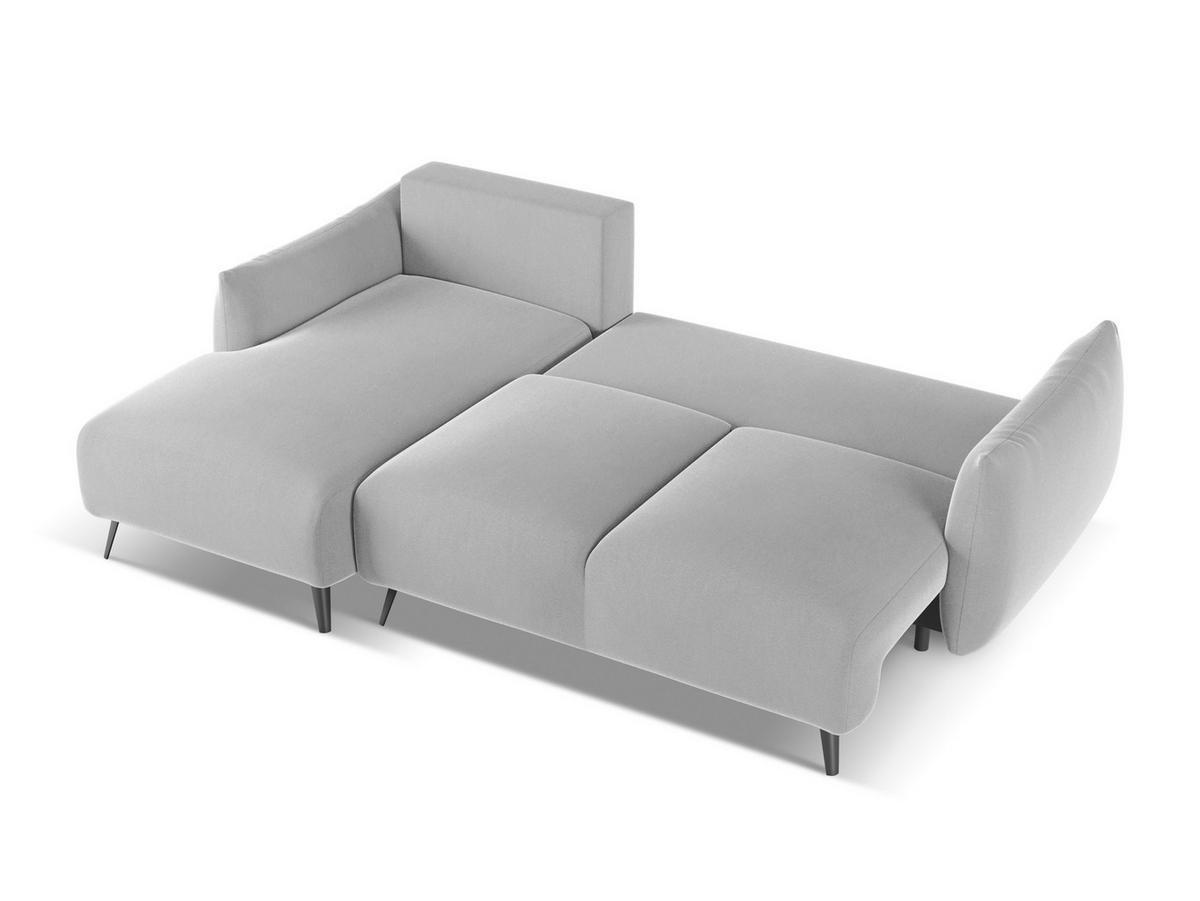 ECKSOFA mit Schlaffunktion Chenille Stoff Weiß - Schwarz/Weiß, Kunststoff/Textil (148/207cm) - Makamii