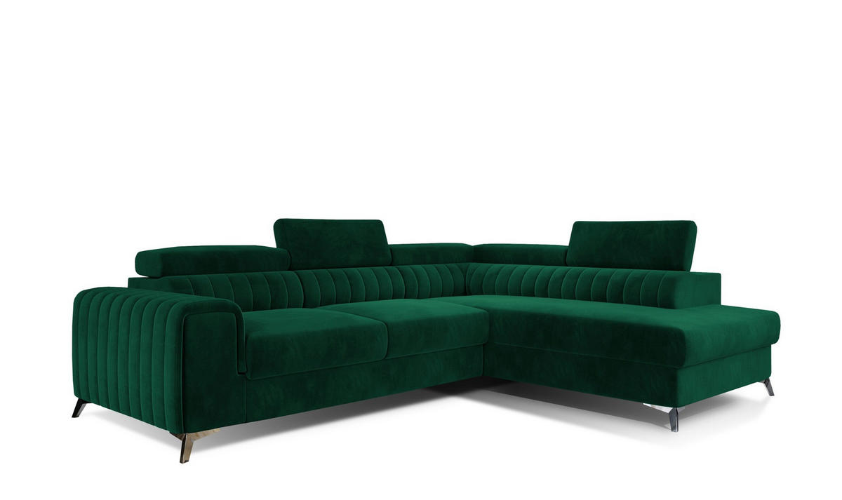 ECKSOFA - OLIVIER (Rechts, Grün) - Grün, Textil (275/205cm) - Möblo