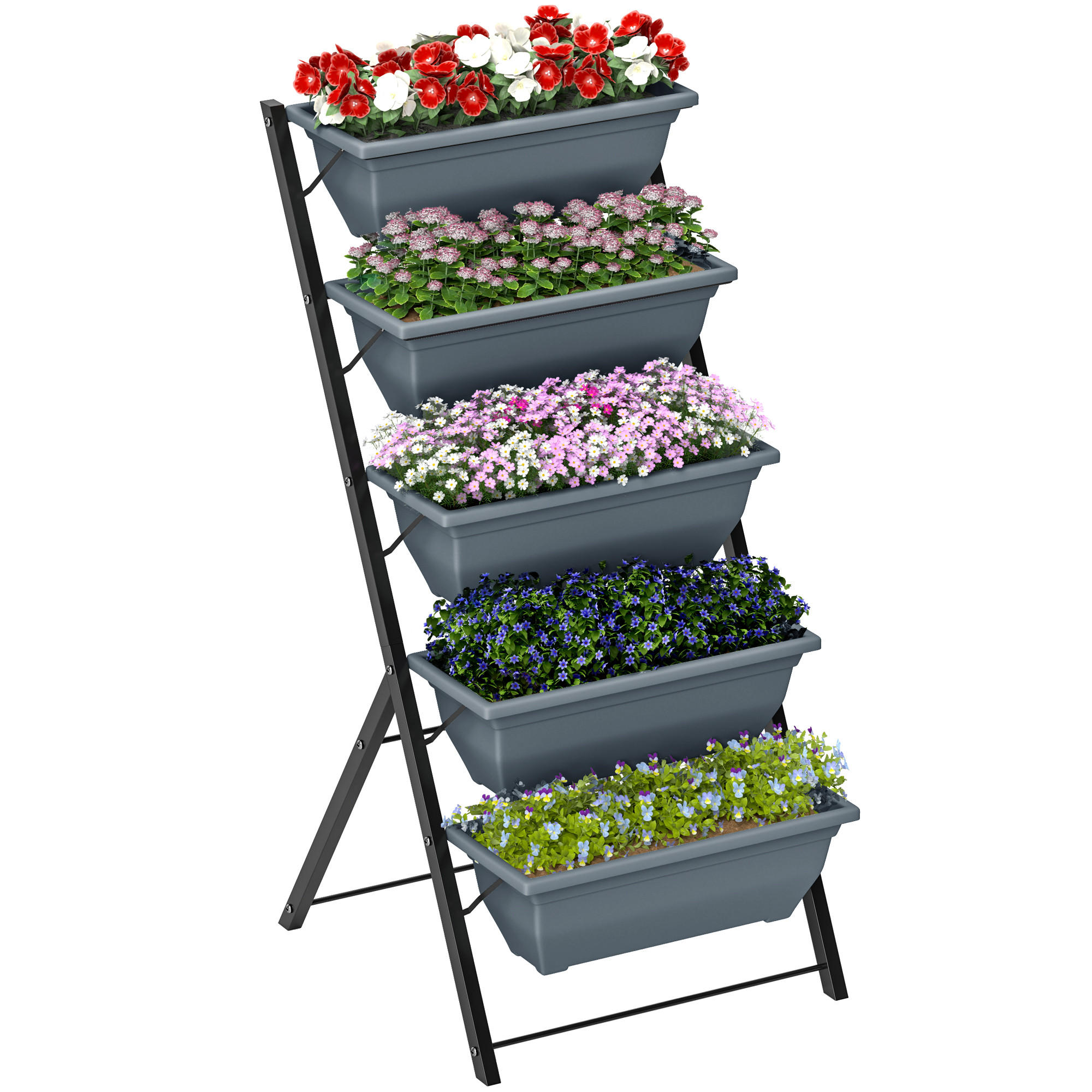 BLUMENTREPPE DE-12278 5-stufig vertikal mit Ablauflöchern Grau - Grau, Metall (55/120/63cm) - ComfortXL
