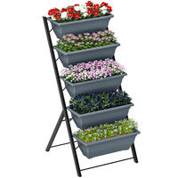BLUMENTREPPE DE-12278 5-stufig vertikal mit Ablauflöchern Grau - Grau, Metall (55/120/63cm) - ComfortXL