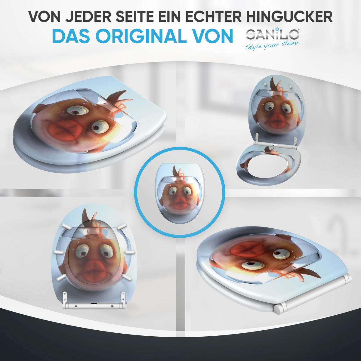 WC-SITZ mit Absenkautomatik & Top Fix Goldfisch - Orange, Holzwerkstoff (37.7/5.5/48cm) - Sanilo