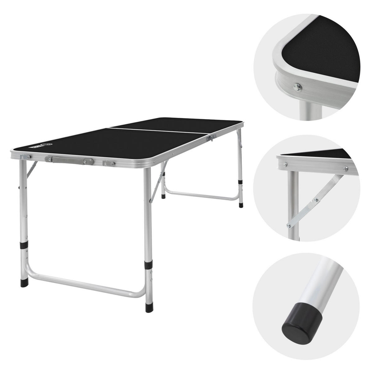 CAMPINGTISCH - Schwarz, Metall (120/60/70cm) - ECD-Germany