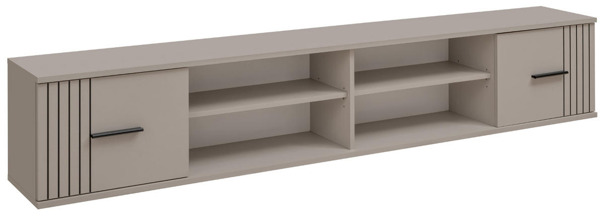 HÄNGERREGAL Kaschmir 204 x 39 cm, Wandregal mit 6 Fächern - Kaschmir/Schwarz, Holzwerkstoff/Kunststoff (204/39/30cm) - Inn.Furn