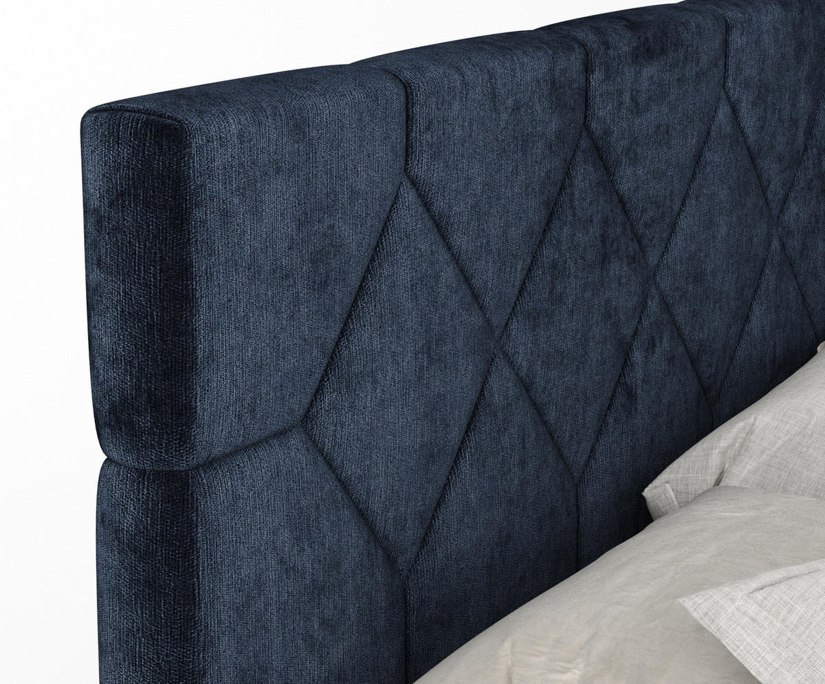 BOXSPRINGBETT Toma Marineblau 140/200 cm - Schwarz/Dunkelblau, Holz/Holzwerkstoff (140/200cm) - Maison de Reve