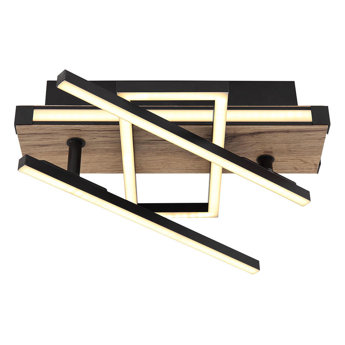 LED DECKENLEUCHTE Holzoptik Schwarz - Schwarz, Metall (68/22/11.5cm) - Globo Lighting