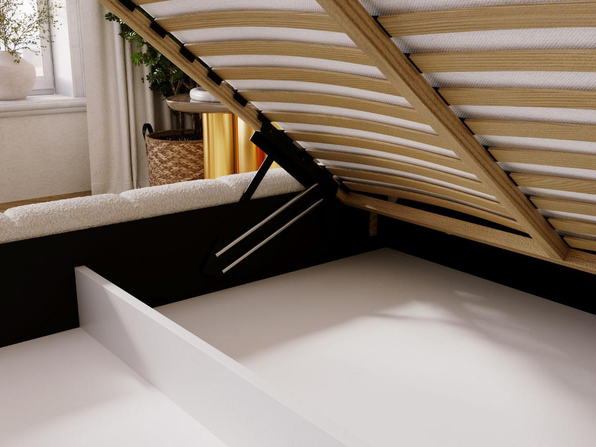 POLSTERBETT Alicante Bouclé-Stoff 140x200 Beige - Beige, Textil (140/200cm) - Graingold