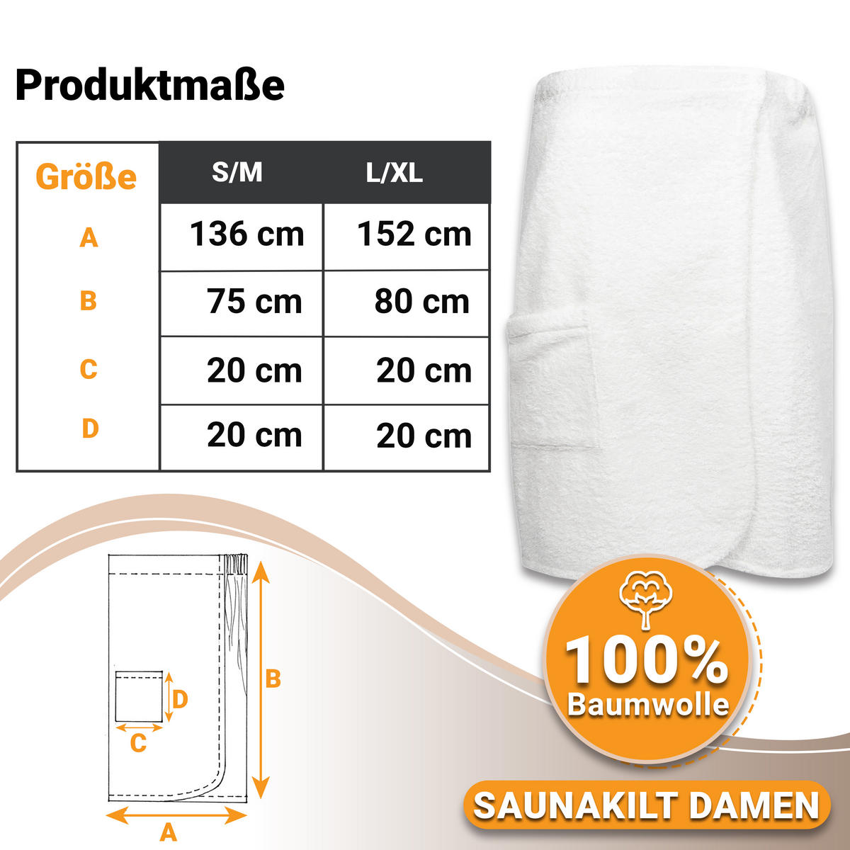 BADEMANTEL, S/M, 100% Baumwolle, Weiß - Weiß, Textil (S/Mcm) - Zollner