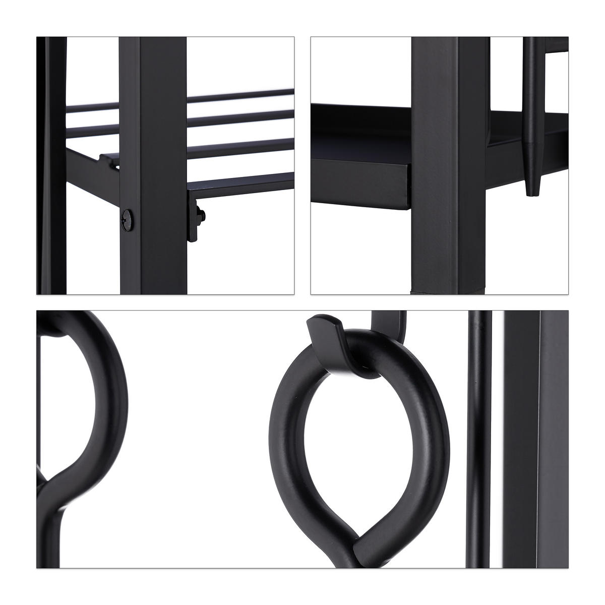 KAMINHOLZREGAL - Schwarz, Kunststoff/Metall (46/73/30cm) - Relaxdays