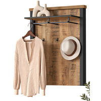 GARDEROBENPANEEL Mango, schwarz 73 x 95 cm, Wandgarderobe mit Kleiderstange - Schwarz/Naturfarben, Holzwerkstoff/Metall (73/95/27cm) - Top.Furn